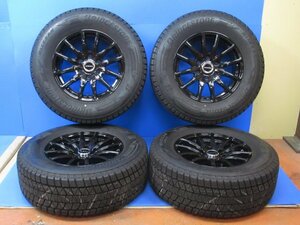 美品 バリ溝 2022年 BS DM-V3 スタッドレス BISON BN-01 プラド 150 17X7.5J +28 PCD139.7 6穴 265/65R17 17インチ (g089183)