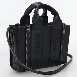 中古クロエCHLOE ウッディ ミニトートバッグ カーフ CHC23SP237I60 001 ブラック系 ランク：AB us-2 レディース