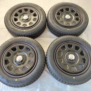 デイトナ 14-5.0J＋42 4-100 ブラック スタッドレス付4本セット 155/65R14 2023年製 BRIDGESTONE BLIZZAK VRX2 軽自動車用(W2425＋S2)