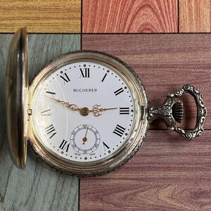 懐中時計 BUCHERER ブッフェラー ハンター時計 pocket watch 手巻き17石 swiss made UNITAS Cal.6497