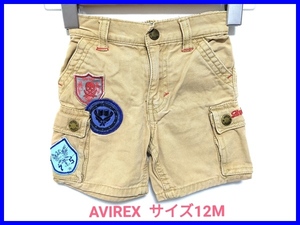 即決! 良品(記名なし)! AVIREX U.S.A アヴィレックス カーゴパンツ サイズ12M（70-80）