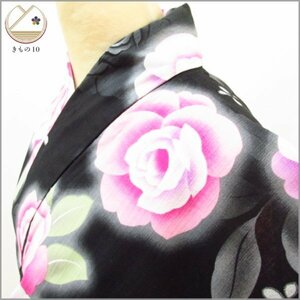 ★着物10★ 1円 木綿 浴衣 薔薇 身丈164cm 裄66.5cm [同梱可] ☆