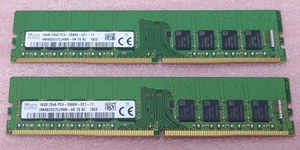 ☆SK hynix HMA82GU7CJR8N-VK 2枚セット *PC4-21300/DDR4-2666/PC4-2666V ECC Unbuffered 288Pin DDR4 UDIMM 32GB(16GB x2) 動作品