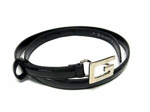 1円 GUCCI グッチ 037 0959 0969 5 パテントレザー シルバー金具 ベルト 表記ザイズ 65・26 レディース ブラック系 FF3967