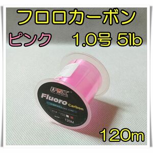 フロロカーボン　1.0号　5lb 120m ピンク 釣糸　フロロ　ライン