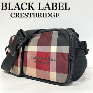未使用美品 BLACK LABEL CRESTBRIDGE ブラックレーベルクレストブリッジ ボディバッグ ウエストバッグ 三陽商会 日本製　チェック　大容量