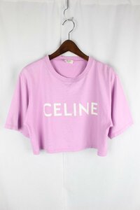 送料込 セリーヌ CELINE クロップド Tシャツ パープル [S] レディース ショート丈 カットソー　 I62