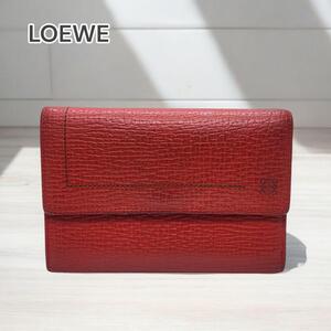 LOEWE ウォレット 三つ折り レザー レッド