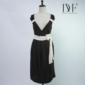 DIANE von FURSTENBERG ダイアンフォンファステンバーグ ガウンワンピース ノースリーブ ロング丈 レディース 黒 ブラック サイズ4*RC1265