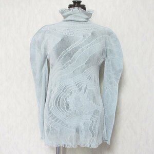 新品同様 22AW ISSEY MIYAKE A-POC INSIDE イッセイミヤケ メッシュ ストレッチ ハイネックカットソー IM23KK715 2 グレー ◆