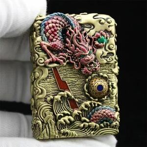 1円 定価13.5万円 鯉魚躍龍門 Zippo 真鍮製 ライター ジッポー オイルライター 新品 立体感 ZIPPO 喫煙グッズ