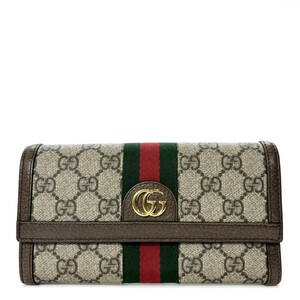 GUCCI グッチ オフディア GGコンチネンタルウォレット 二つ折り長財布 GGスプリーム ブラウン 523153