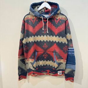 新品 Polo Ralph Lauren NATIVE PATCHWORK SWEAT PARKA ポロ ラルフローレン ネイティブ インディゴ パッチワーク スウェット パーカー S