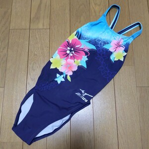 美品 マイティライン ハイカット 85OE-155 花柄 Mサイズ ネイビー ミズノ 競泳水着 MIZUNO MIGHTYLINE SwimSuits FINA承認