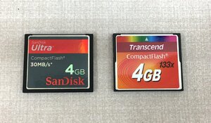 【大黒屋】中古 CFカード 4GB 2枚 CompactFlash コンパクトフラッシュ 4GB 「SanDisk 」「Transend」 フォーマット済