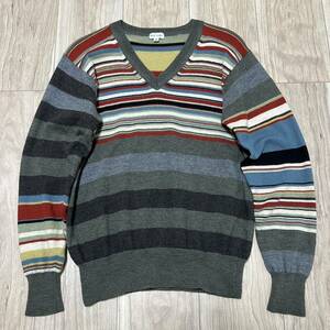 ★送料360円★Paul Smith ポールスミス 長袖ニット セーター Vネック ボーダー コレクションライン サイズM メンズ ウール R-6570