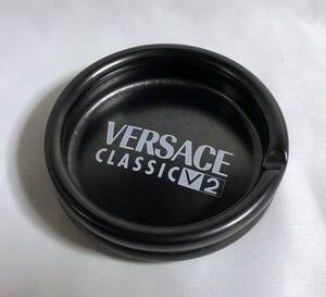 正規希少 非売品 ヴェルサーチVERSACE アイコンロゴ文字 灰皿 黒×白 アッシュトレイ アクセサリーBOX 小物入れ〇ラグジュアリーインテリア