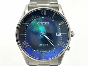 【未使用】シチズン CITIZEN エコドライブ H415-A17BX01 電波ソーラー 腕時計 青文字盤 デイト SS 箱/説明書/コマ付