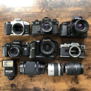 まとめ カメラボディ6台 レンズ7本 ストロボ1台 セット / Canon New FD 50mm F1.8 / Pentax MZ-30 DAL F4-5.8 55-300mm #7767