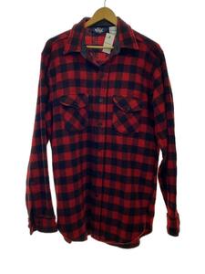 Woolrich◆80s/三角タグ/ウールシャツ/L/RED/バッファローチェック/MADE IN USA