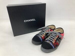 CHANEL シャネル ツイードローカットスニーカー T G32383 サイズ38 箱付き【DAAGC010】