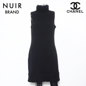 シャネル CHANEL ワンピース Size:42 カシミア ノースリーブ ニット 04A ブラック