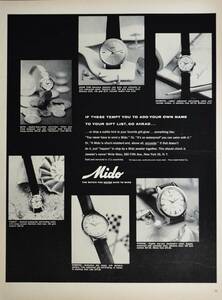 稀少・時計広告！1960年ミドー時計広告/Mido Ocean Star/Wyoming/Winnetka/Swiss Watches/W