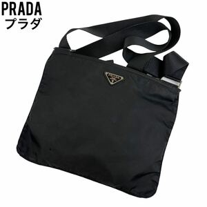 美品　PRADA プラダ　ショルダーバッグ　サコッシュ　ブラック　黒　斜め掛け　肩掛け　ポシェット　ハンドバッグ　トートバッグ　白タグ