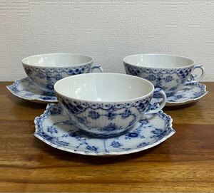 vintage ROYAL COPENHAGEN ブルーブルーテッド　ティーカップ　C/S ×3 送料無料