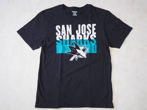 ☆送料無料☆ Reebok リーボック USA直輸入 古着 半袖 NHL SAN JOSE SHARKS サンノゼ・シャークス Ｔシャツ メンズ Ｌ ブラック 中古 即決