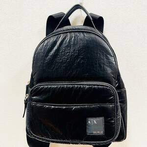 即売品 ARMANI EXCHANGE アルマーニ エクスチェンジ A/X ブラック リュック サック 黒 バックパック ナイロン カバン【B15437KM】