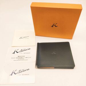 【良品】 Kitamura キタムラ 2つ折り ケース ブラック 札入れ 財布 レザー カードケース 定期 ヴィンテージ　W-2