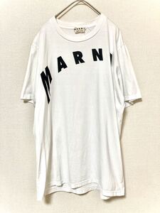 マルニ　marni アーチ　ロゴ　プリント　半袖　tシャツ　メンズ　ホワイト　クルーネック　トップス　インナー　白　コットン