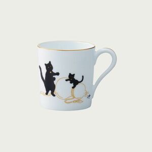 大倉陶園！ ☆黒猫親子・瓢箪から駒マグカップ☆ 新品 コーヒー 紅茶 ミルク ラテ エスプレッソ ギフト