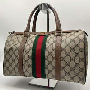 【美品】 オールドグッチ GUCCI ミニ ボストンバッグ ハンドバッグ シェリーライン GGスプリーム インターロッキング PVC レザー 本革 鞄