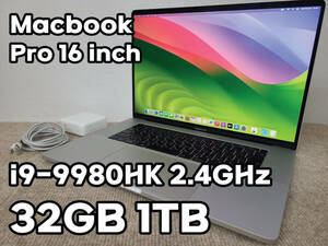 【美品】Apple MacBook Pro 16(2019, A2141) Core i9-9980HK / 2.4GHz / RAM 32GB / SSD 1TB / シルバー / 充放電回数 : 77 [MC054]