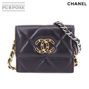 未使用 展示品 シャネル CHANEL 19 フラップ コインパース チェーン コインケース 小銭入れ レザー ブラック AP1787 Coin case 90260951