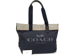 1円 ■極美品■ COACH コーチ F399904 デニム トートバッグ ショルダーバッグ 肩掛けかばん レディース メンズ ネイビー系 FK2142