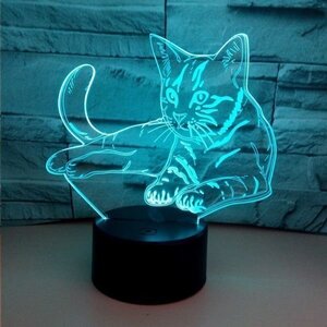 ★ 3D イルミネーション LEDナイトライト USBインテリア テーブルランプ 装飾 ネコ猫