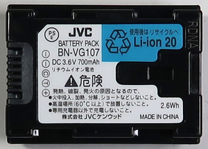 JVC,バッテリー,BN-VG107, 純正, 中古