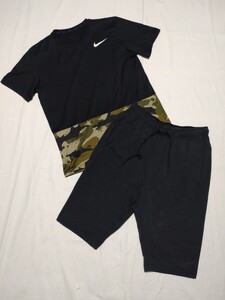 NIKE ナイキ Tシャツ AQ1092 ブラック 迷彩 ハーフパンツ 742215 ブラック 美品 上下 2点セット size L