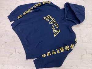 ルーカ RVCA サーフ ストリート カルチャー スケート カレッジ 古着 プルオーバー スウェット パーカー メンズ 袖プリント M 紺