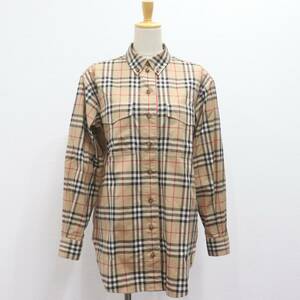 IT6V8IR3V6PC 即決 本物 BURBERRY バーバリー ノバチェック シャツ 長袖 8022285 トップス ベージュ ポケット レディース サイズ IT 34