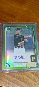 2015 bowman draft bca-kn kevin newman autograph 1st bowman green refractor 30/99 