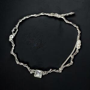 Distorted born Perl necklace ネックレス kn7-1