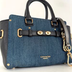 1円〜【 新品同様 】 希少 コーチ COACH ハンドバッグ ショルダーバッグ レザー クロスボディ 斜め掛け レディース デニム トートバッグ