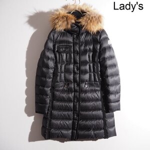 M8834P　▼MONCLER モンクレール▼　HERMIFUR ファー フード付き フレア ダウンコート ブラック 0 / ダウンジャケット 黒 秋冬 rb mks