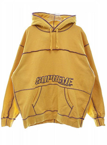 シュプリーム SUPREME 22SS COVERSTITCH HOODED SWEATSHIRT DUSTY GOLD L カバー ステッチ スウェット シャツ パーカー イエロー240410 ☆A