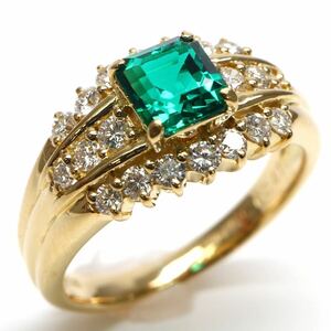 CrescentVert(クレサンベール)◆K18 エメラルド/ 天然ダイヤモンドリング◆M◎約5.1g 11号 emerald diamond ジュエリー ring 指輪 ED9/EE0