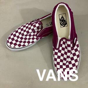 【新品未使用】バンズ VANS クラシック スリッポン チェッカー柄 チェック ローカット LOW 紫 スニーカー パープル 27.5cm @★